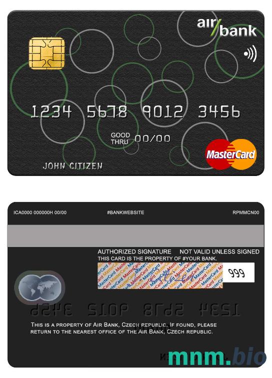 Czech Air Bank przykład karty mastercard w formacie PSD